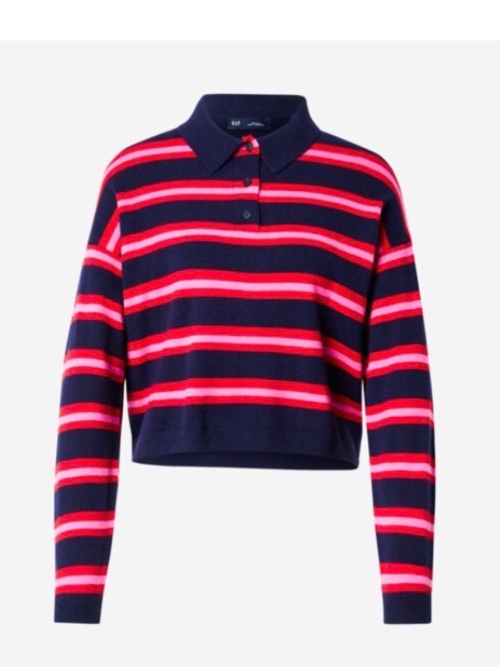 GAP Navy, Red and Pink Striped Polo Sweater